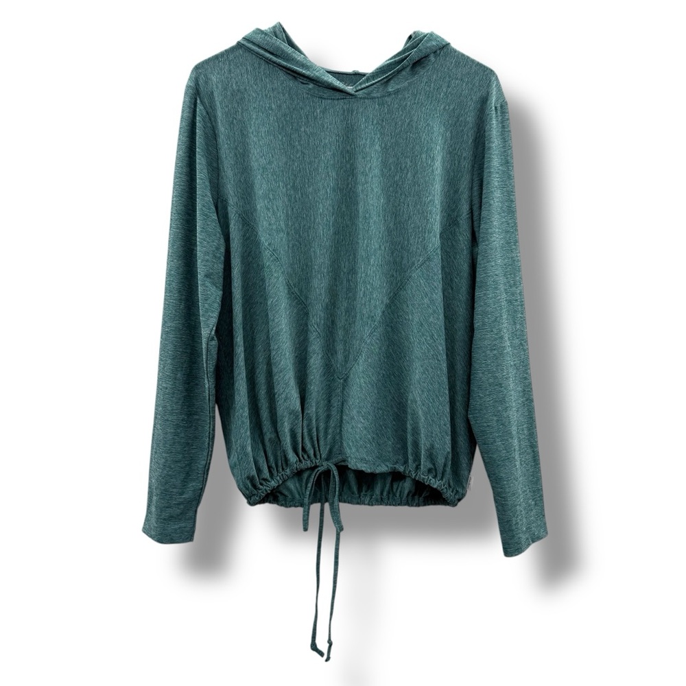 Eddie Bauer Teal Blue Long‎ Sleeve Cinched Tie Waist Lightweight Hoodie Sz XL